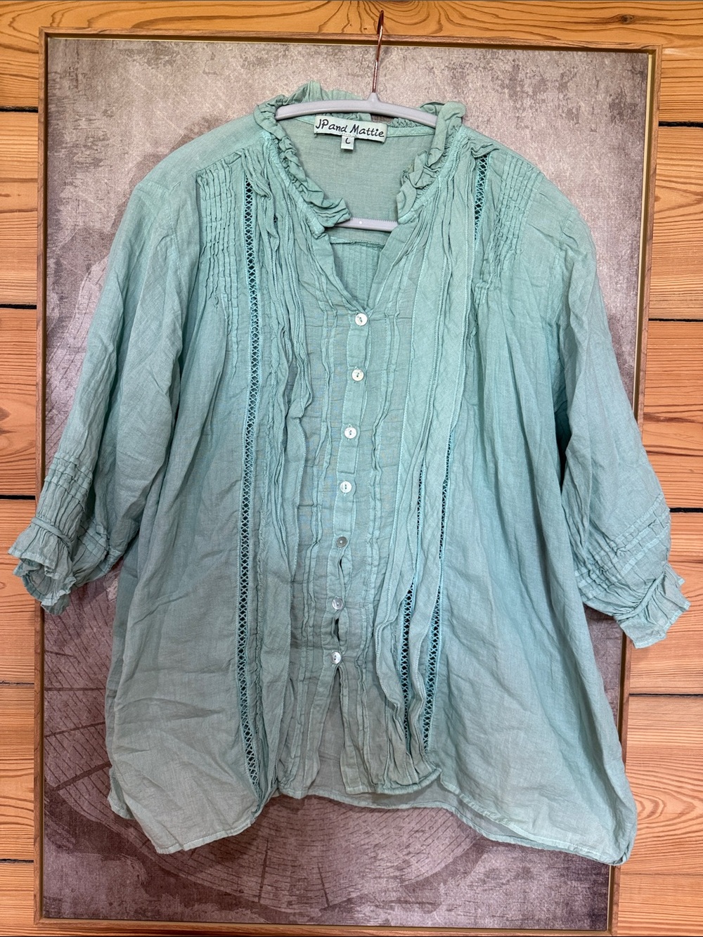 Sundance Catalog Women's Sage Button-Front Ruffle Blouse